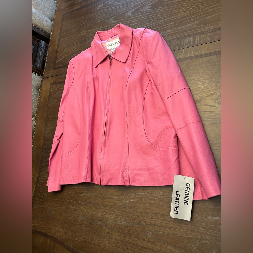 Chadwicks Vibrant Pink Leather Jacket